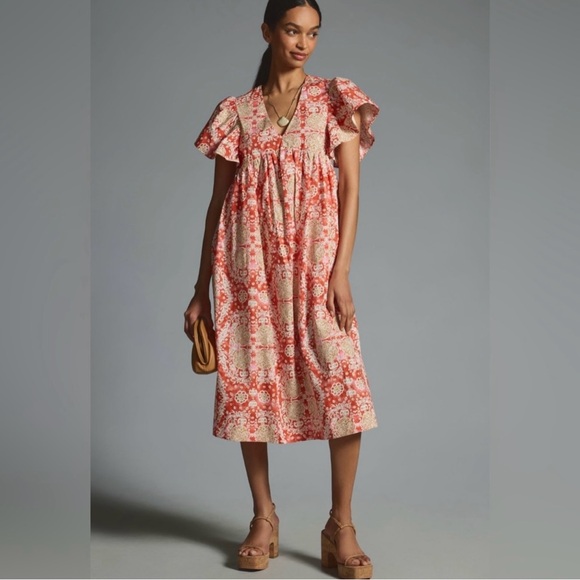 Anthropologie Maeve Flutter Sleeve Babydoll Dress - Picture 3 of 9